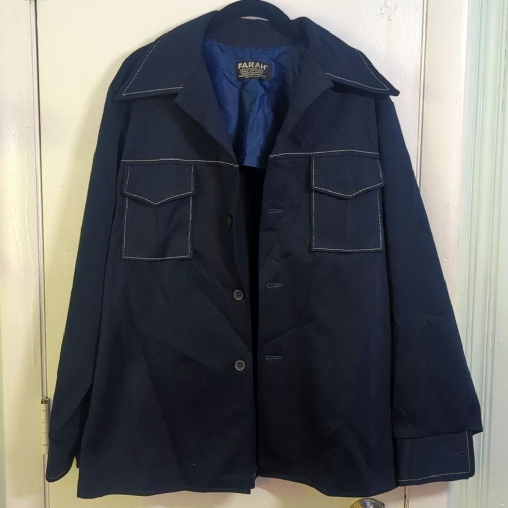 EUC Navy Retro Shacket by Farah Rare Vintage Plus!